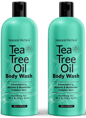 Natural Riches front packaging showing two 16oz bottles and clear benefits