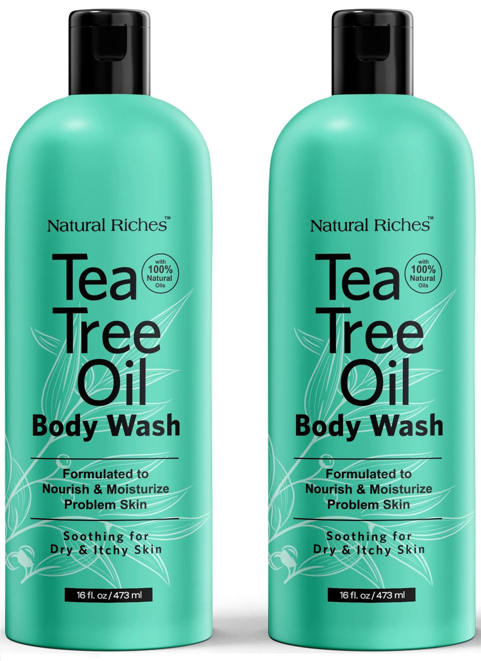 Natural Riches front packaging showing two 16oz bottles and clear benefits