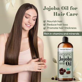 Natural Riches jojoba oil applied to face from hand for gentle hydration