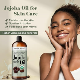 Natural Riches jojoba oil applied to hair ends adding shine and manageability