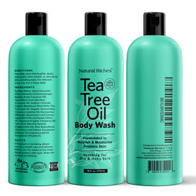Natural Riches on bathroom shelf suggesting everyday routine convenience