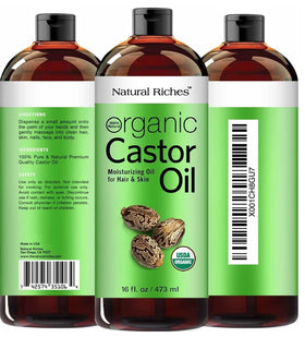 Natural Riches oil pouring from spoon closeup demonstrating smooth texture for blending