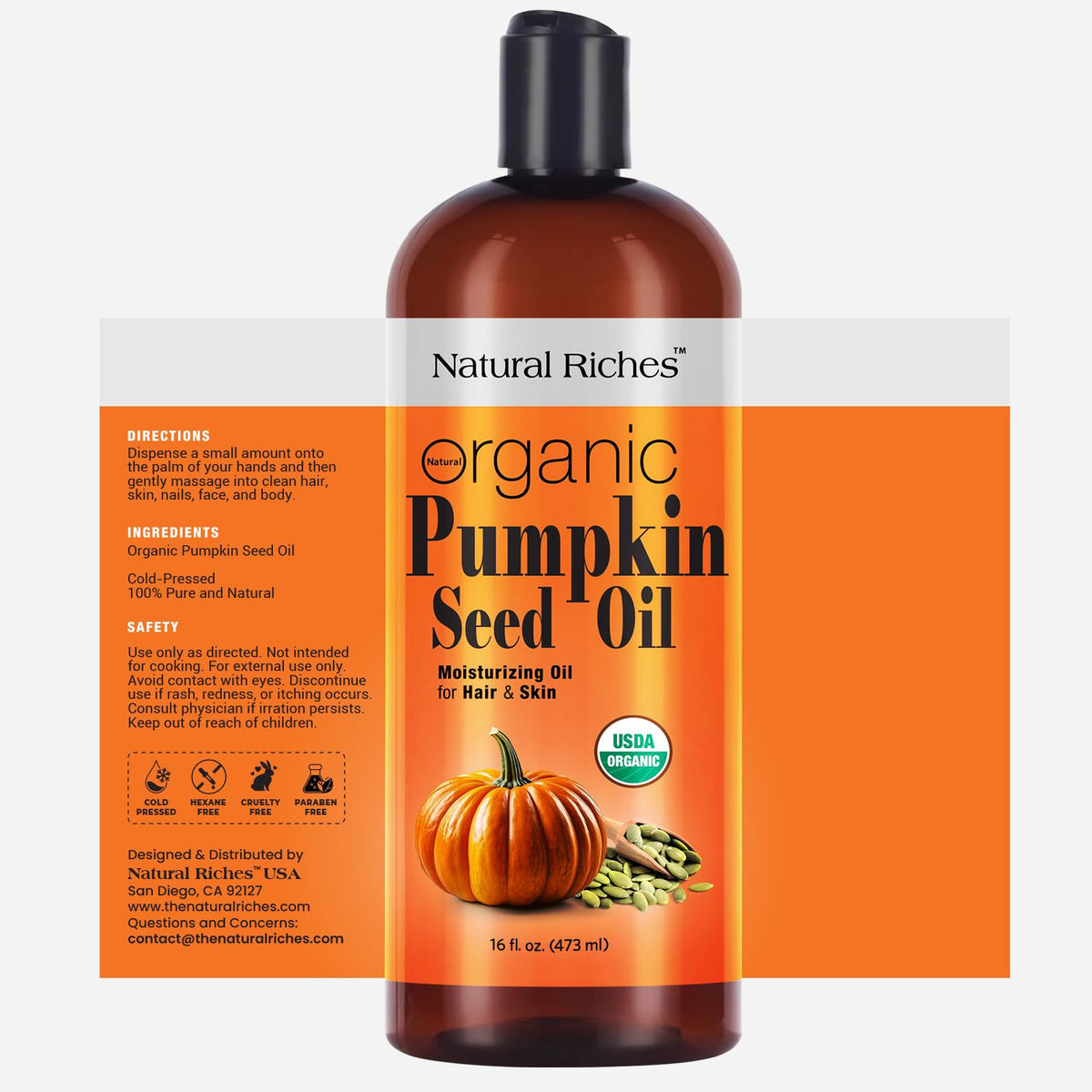 Natural Riches oil poured to show lightweight texture and quick absorption benefit