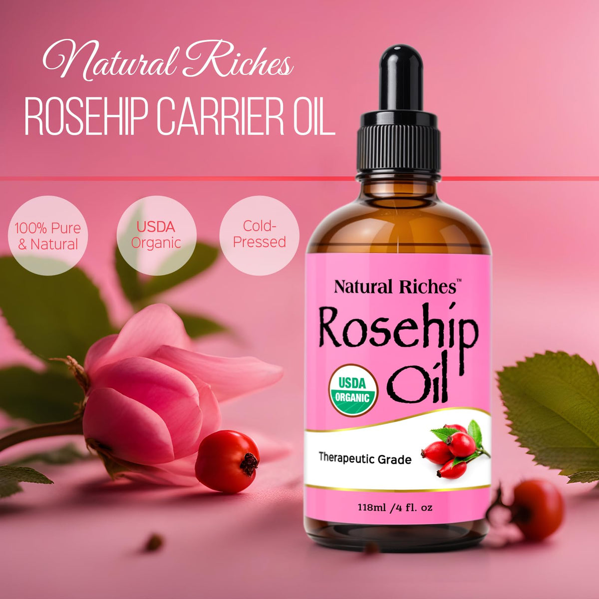 Natural Riches oil texture on palm illustrating lightweight absorption