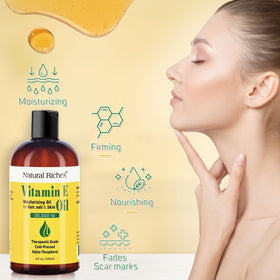 Natural Riches oil texture close-up showing golden viscosity and moisturizing benefit
