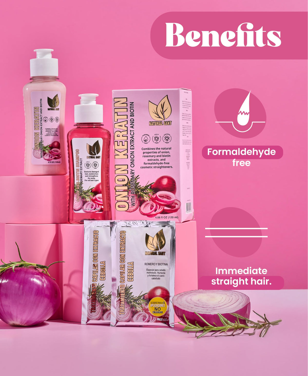 Natural sant bathroom shelf lifestyle shot showing salon-quality home routine