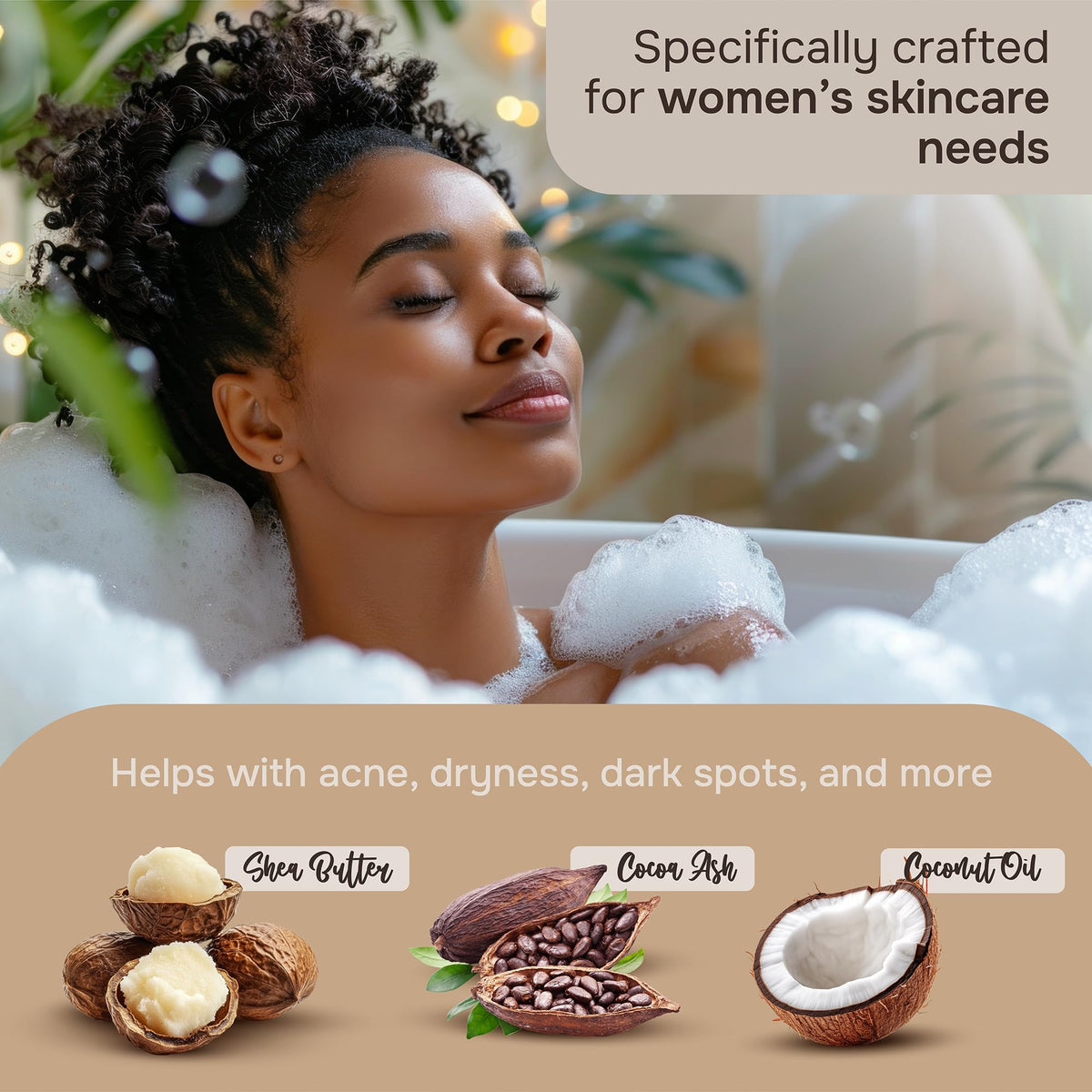 Natural Wunderz with shea butter ingredient bowl highlighting nourishing blend