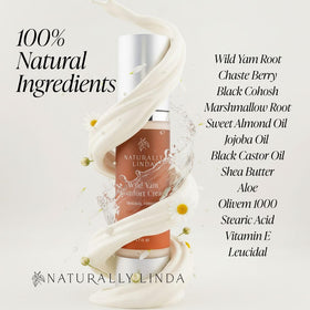 NATURALLY LINDA open jar cream texture close-up, demonstrates smooth, non-greasy feel