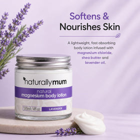 NaturallyMum lotion texture close-up highlighting creamy hydration benefit