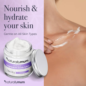 NaturallyMum ingredients flatlay showing natural oils and magnesium benefit