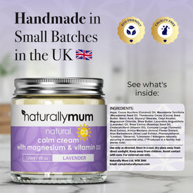 NaturallyMum jar beside bedtime setting illustrating lavender aroma for evening calm