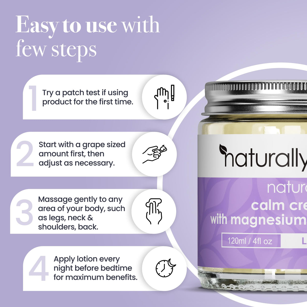 NaturallyMum 4 fl oz jar next to common items illustrating compact size and travel friendliness