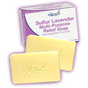 Naturasil front packaging showing sulfur lavender soap and benefits