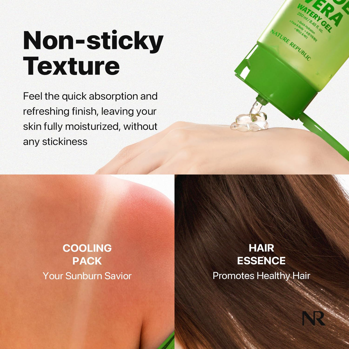 Nature Republic aloe gel on bathroom shelf in lifestyle scene showing everyday skincare convenience