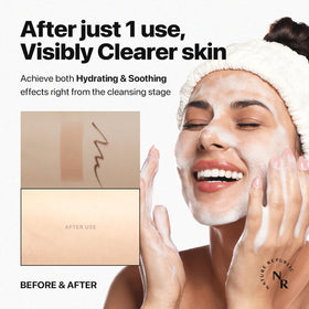 Nature Republic creamy foam lather on hand demonstrating gentle cleansing