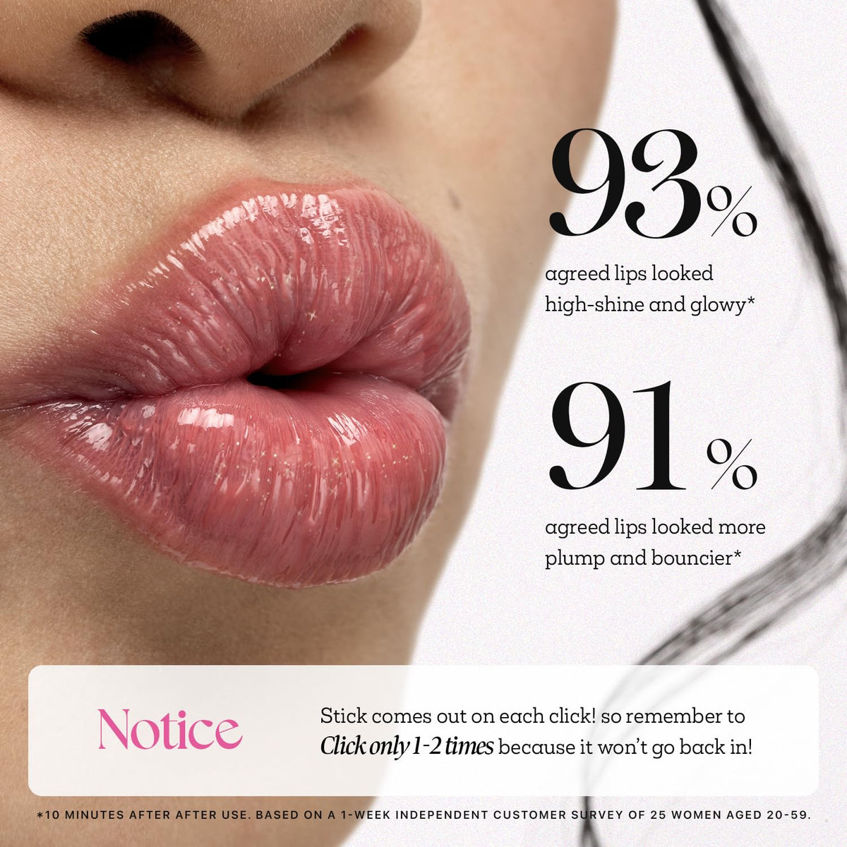 Nature Republic applicator stick with glitter sheen for plumping effect