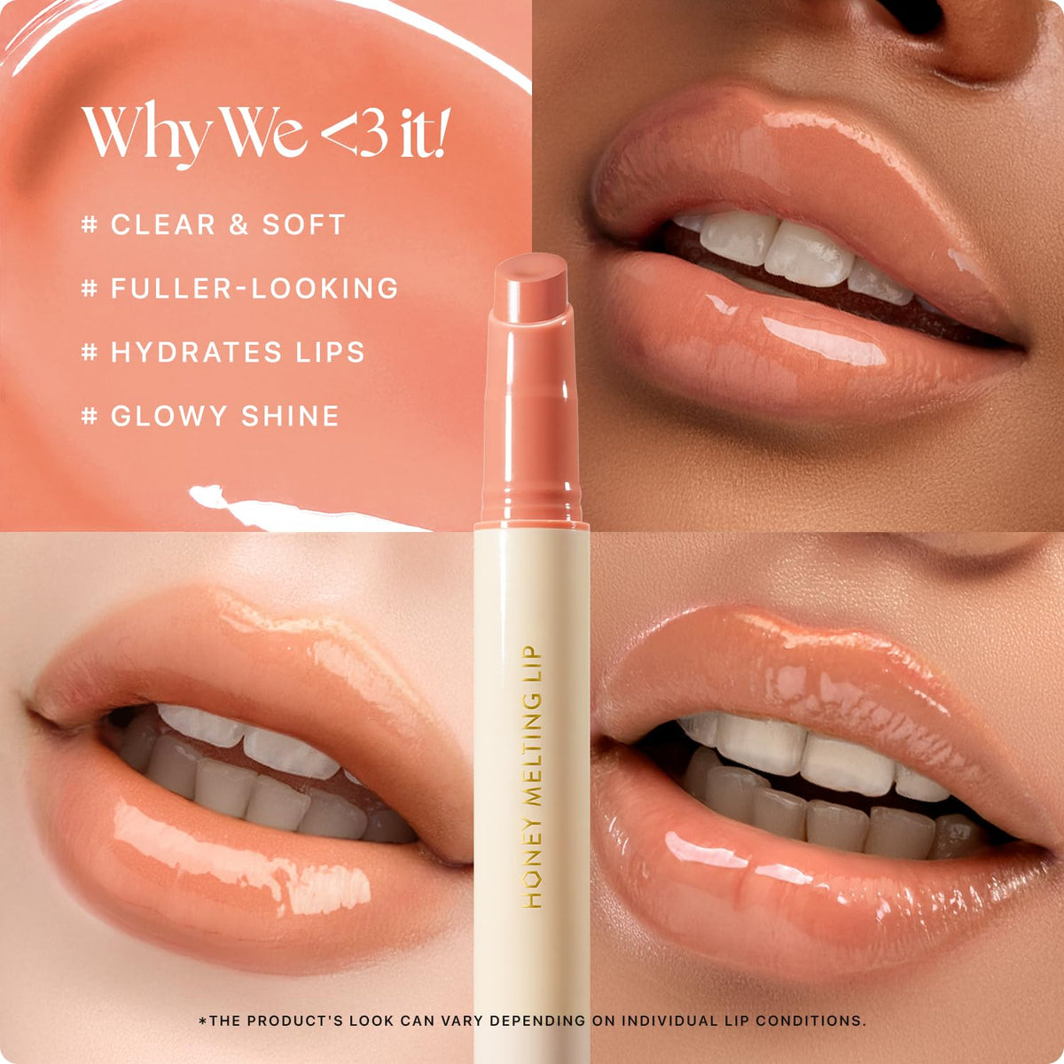 Nature Republic applied on lips demonstrating apricot sheer glow and shine
