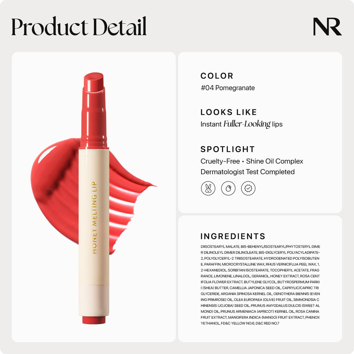 Nature Republic honey melting lip with honey and oil visuals highlighting nourishing ingredients
