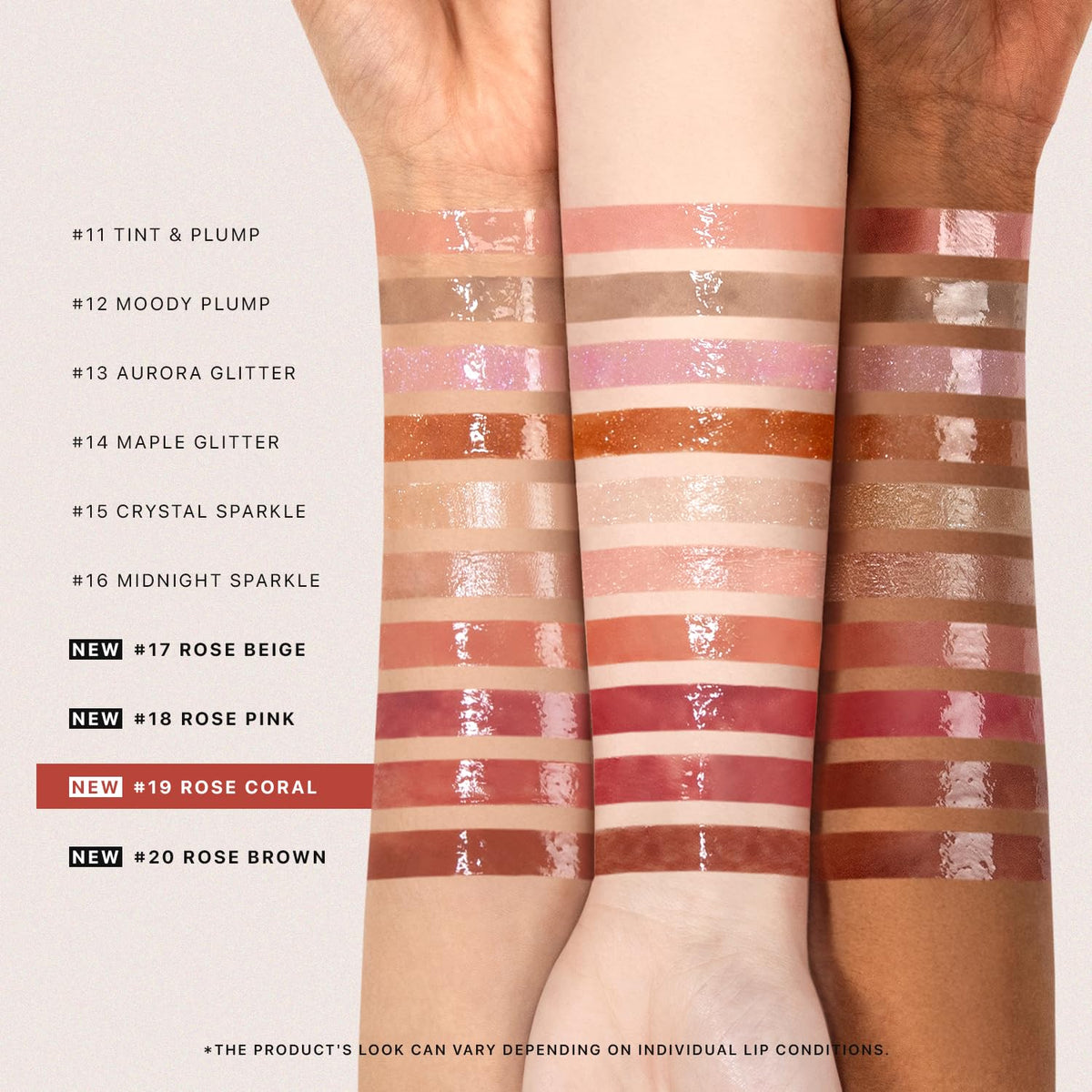 Nature Republic lip stick next to fingers to show size and portable, handbag-friendly design
