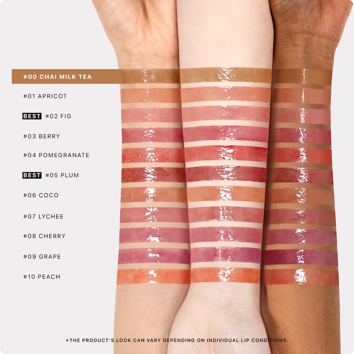 Nature Republic swatch on arm showing 00 Chai Milk Tea’s sheer warm-nude tint benefit