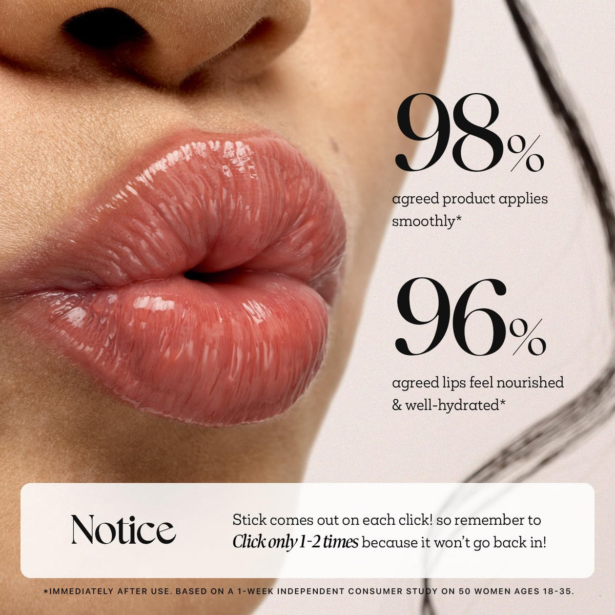 Nature Republic swatch of 19 Rose Coral on skin showing sheer rosy tint and hydrating effect