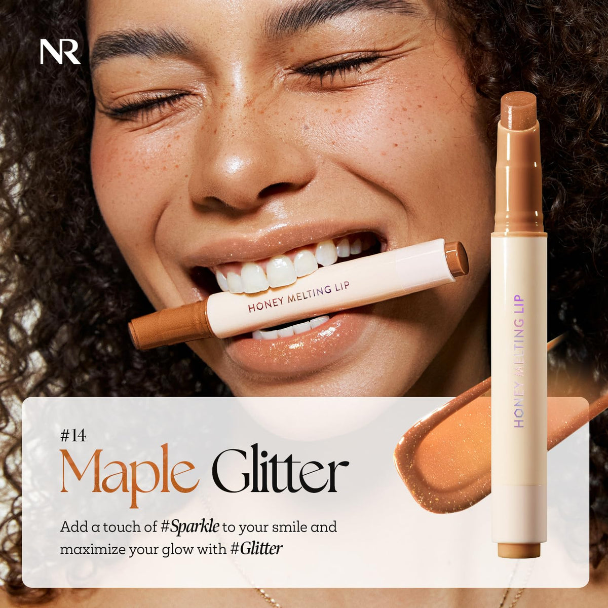 Nature Republic close-up texture displaying glossy honey-like finish benefit: smooth application
