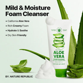 Nature Republic close-up of aloe gel texture highlighting soothing hydration
