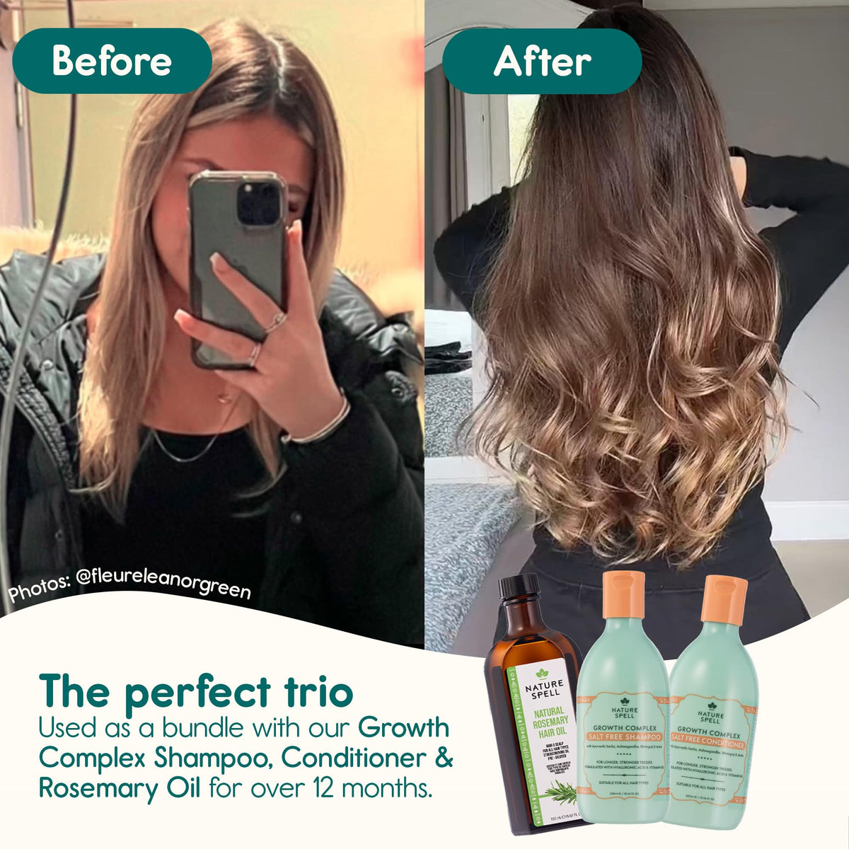 Nature Spell conditioner applied to hair for detangling and smoothness