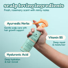 Nature Spell product close-up on a hair strand showing smoothing effect