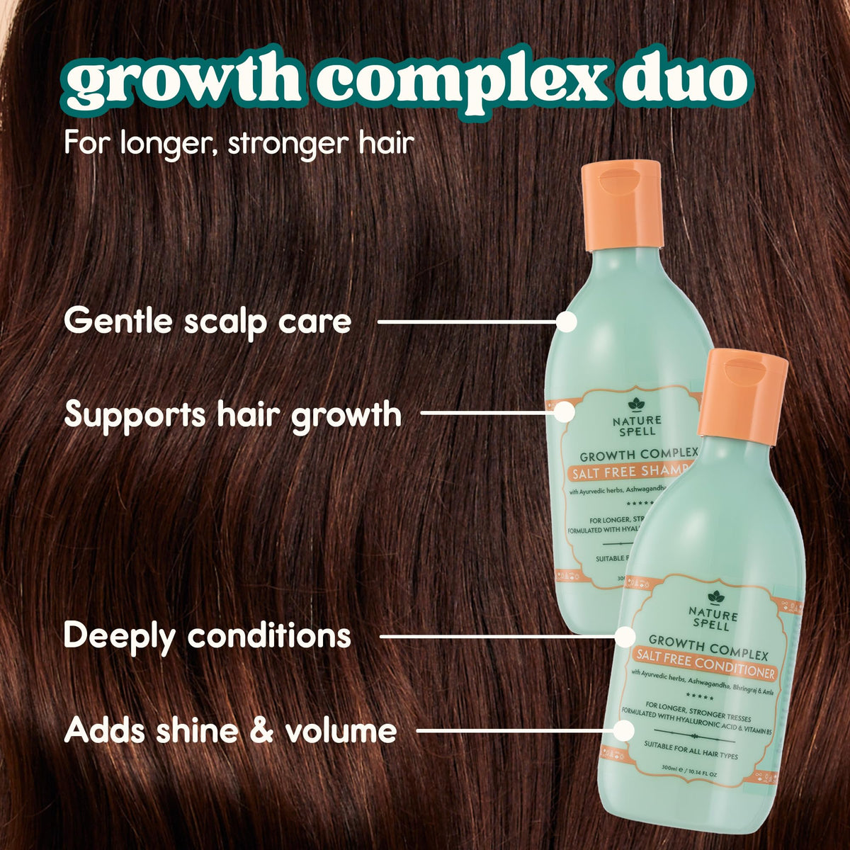 Nature Spell shampoo label close-up highlighting key ingredients