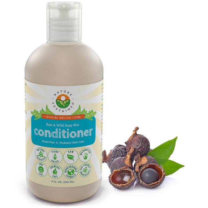 Nature Sustained front bottle showing clean unscented conditioner benefits
