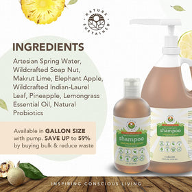 Nature Sustained shampoo in use on wet hair demonstrating soothing cleanse