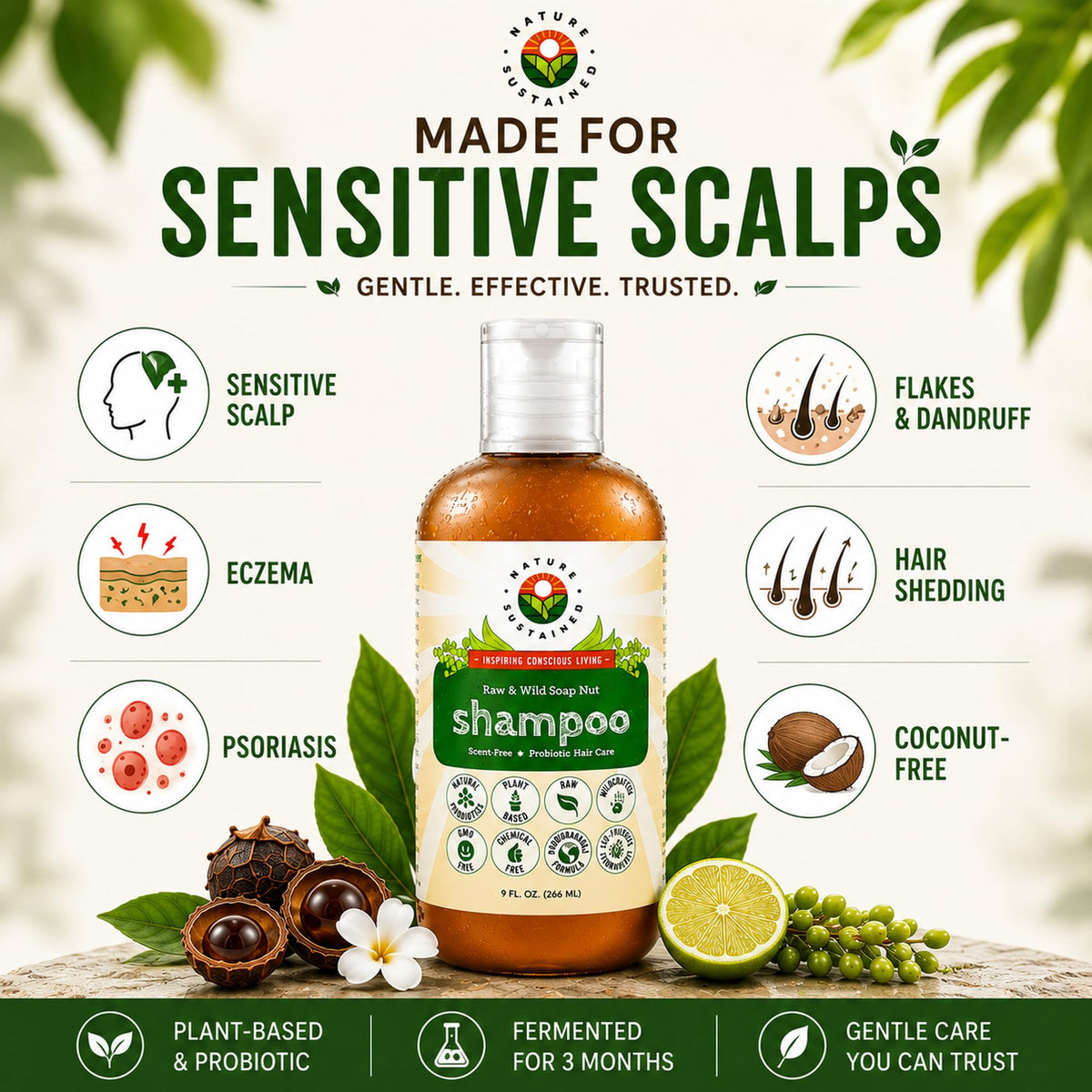 Nature Sustained pump close-up highlighting easy dispensing and safe formula