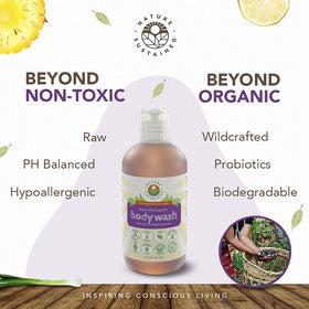 Nature Sustained 9oz bottle held in hand showing true size for travel