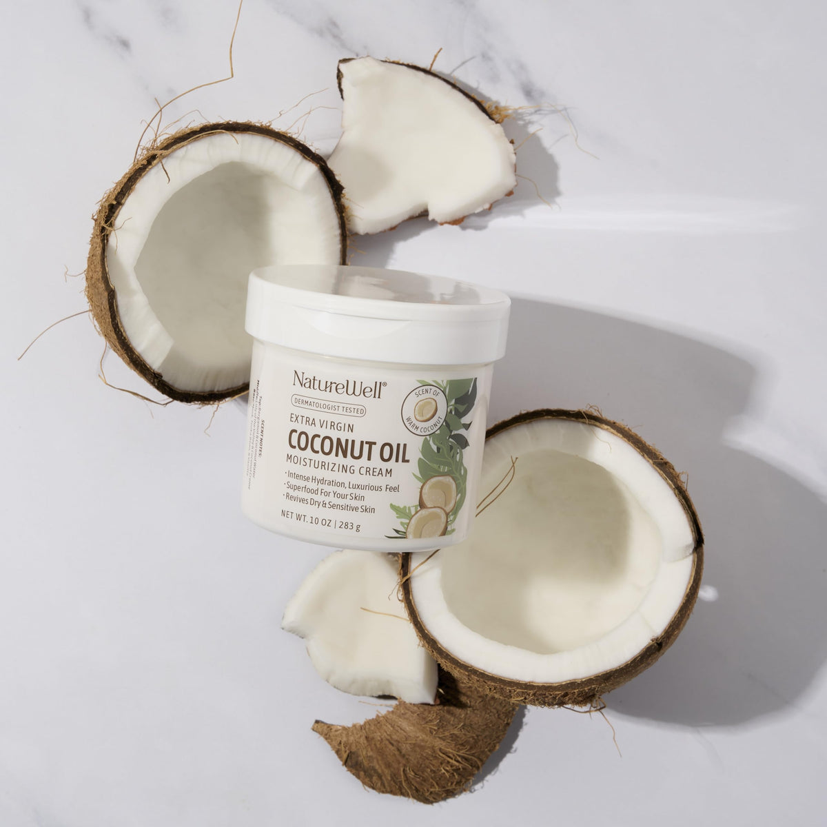 NATURE WELL cream texture close-up highlighting smooth absorption benefit