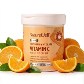 NATURE WELL front jar showing 16 oz brightening moisturizer and clear branding