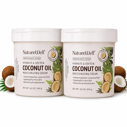 NATURE WELL front packaging showing the 16oz coconut cream and product benefits
