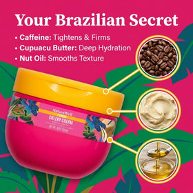 NATURE WELL ingredient flatlay with cupuaçu, brazil nut, acai, highlighting natural botanicals