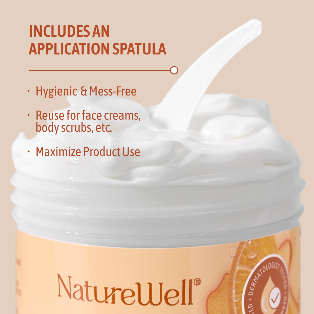 NATURE WELL ingredient label showing Vitamin C and coconut oil benefits