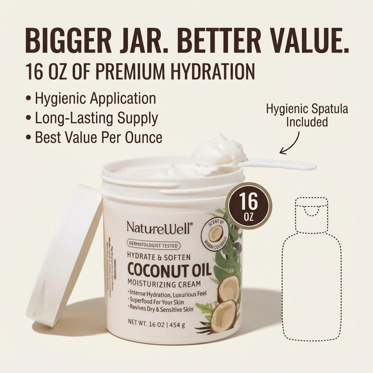 NATURE WELL jar on bathroom shelf for a spa-like moisturizing routine