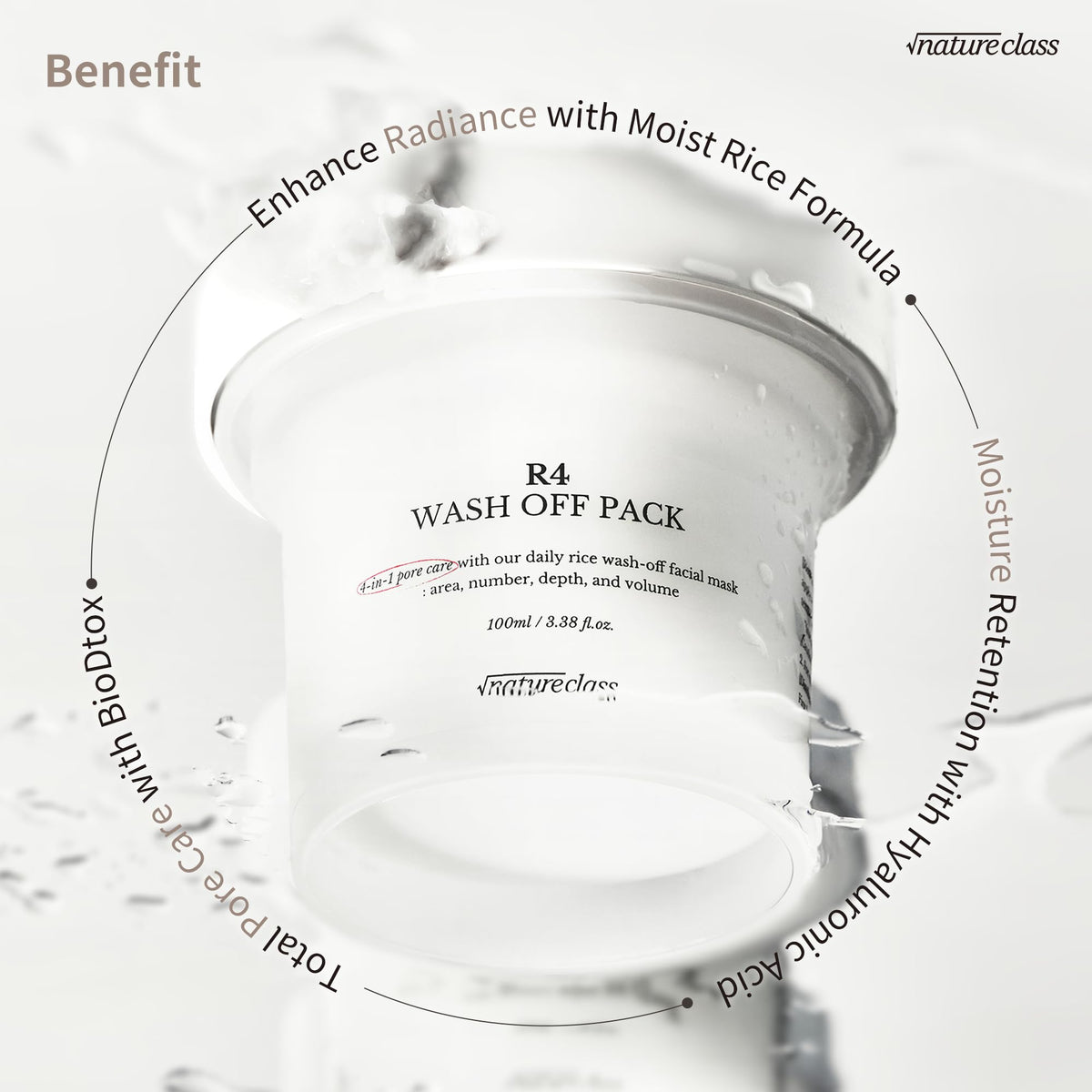 NATURECLASS rinsing with water drops showing easy, non-drying finish