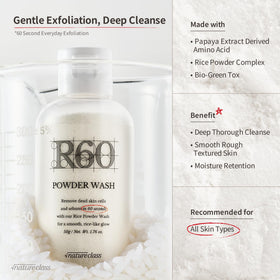 NATURECLASS close-up of ultra-fine rice powder texture highlighting gentle exfoliation