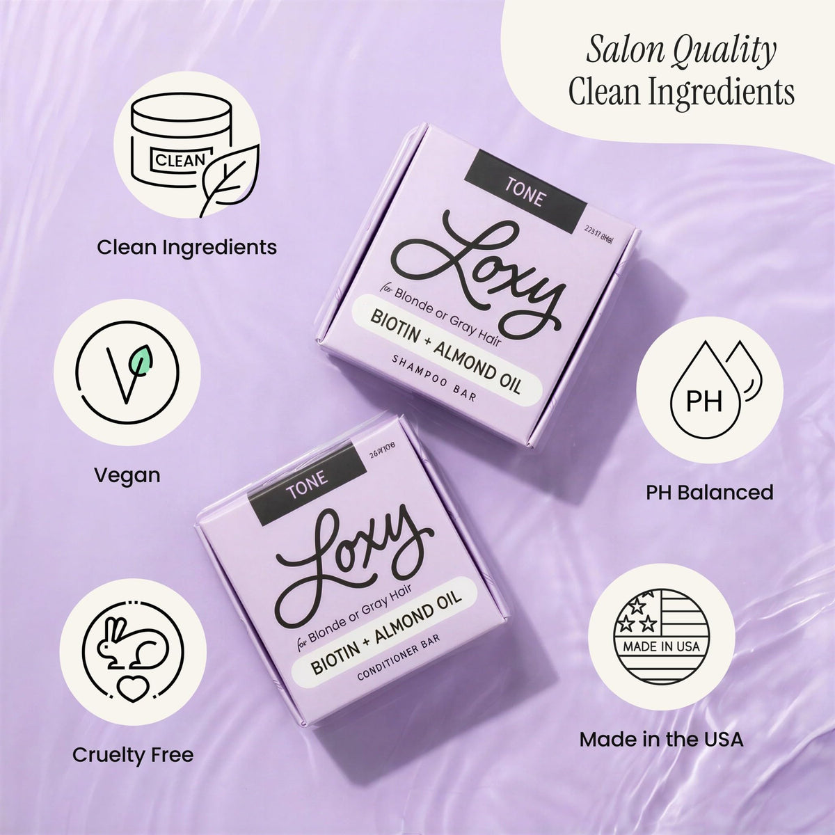 NATURÉL Loxy shampoo bar lather demonstrating effective purple toning