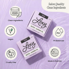 NATURÉL Loxy shampoo bar lather demonstrating effective purple toning