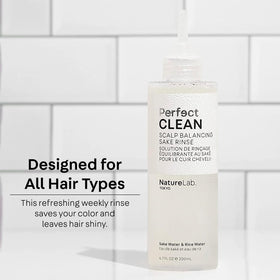 NATURELAB. TOKYO rice water ingredient shot emphasizing hydration benefits for scalp