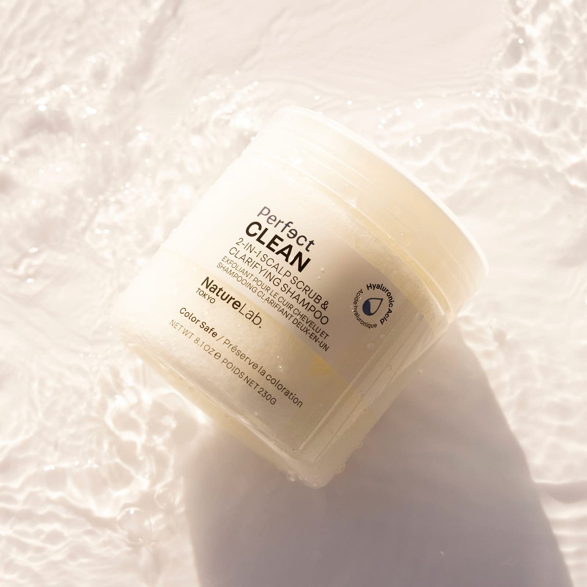 NatureLab.TOKYO label close-up emphasizing sulfate-free and color-safe product claims