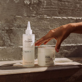 NatureLab.TOKYO lifestyle bathroom scene showing ritual use and luxurious fragrance ambience