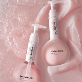 NatureLab.TOKYO shampoo pump close-up for easy dispensing benefit