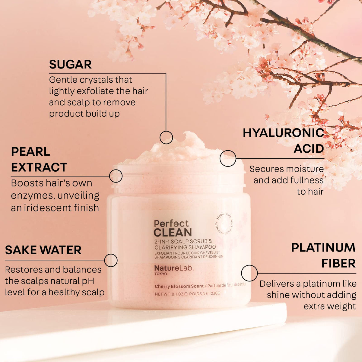 NatureLab.TOKYO close-up of sugar crystal texture exfoliant for gentle detox