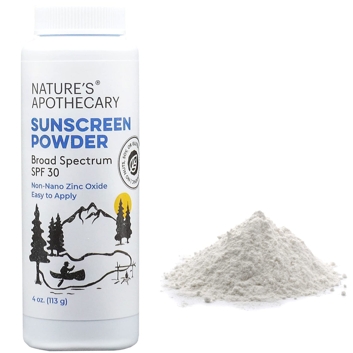 Nature's Apothecary front packaging showing powder SPF 30 and travel-ready convenience